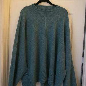 Micha Lounge blue acrylic knit mock neck sweater